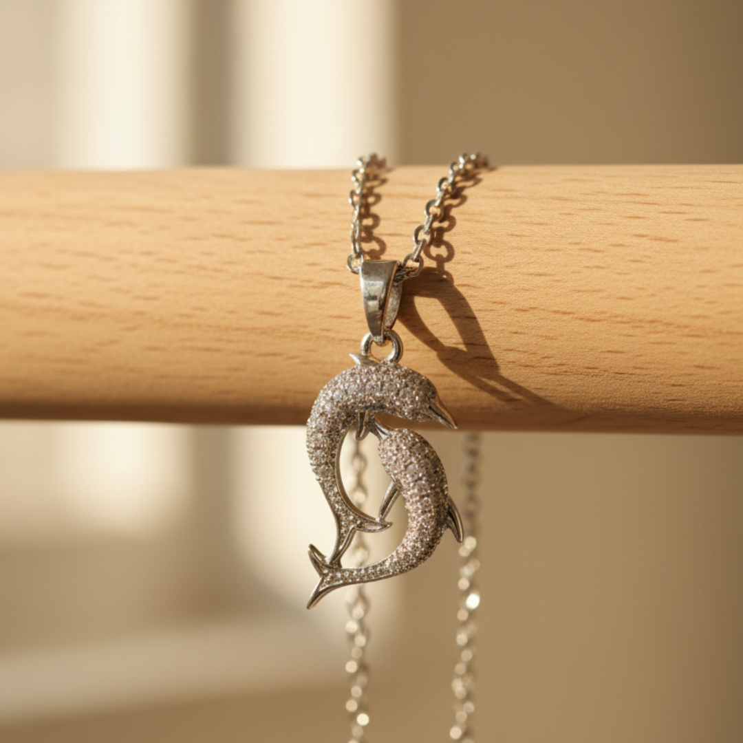 Dainty Dolphins Zircon Diamond Necklace