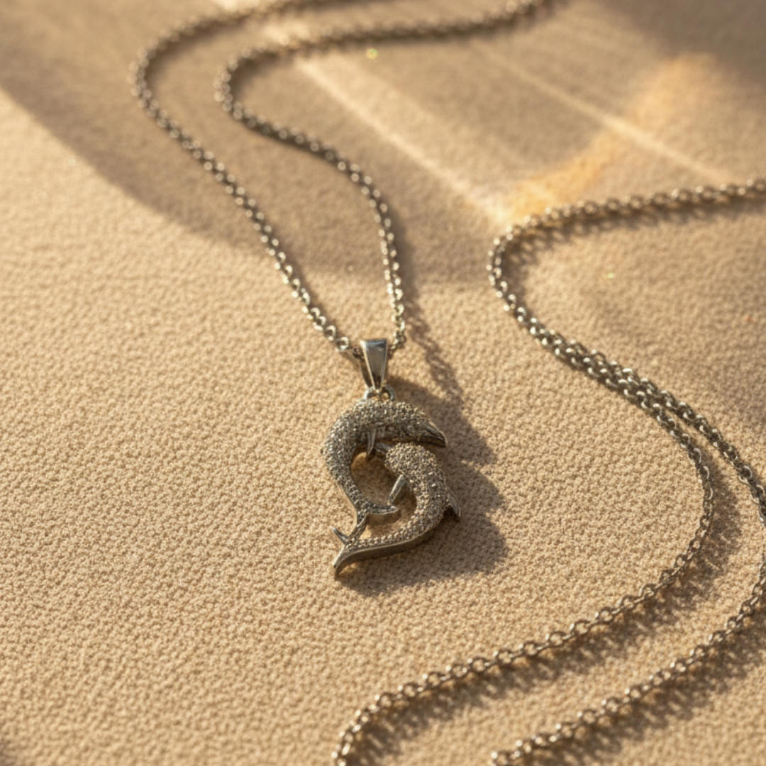 Dainty Dolphins Zircon Diamond Necklace