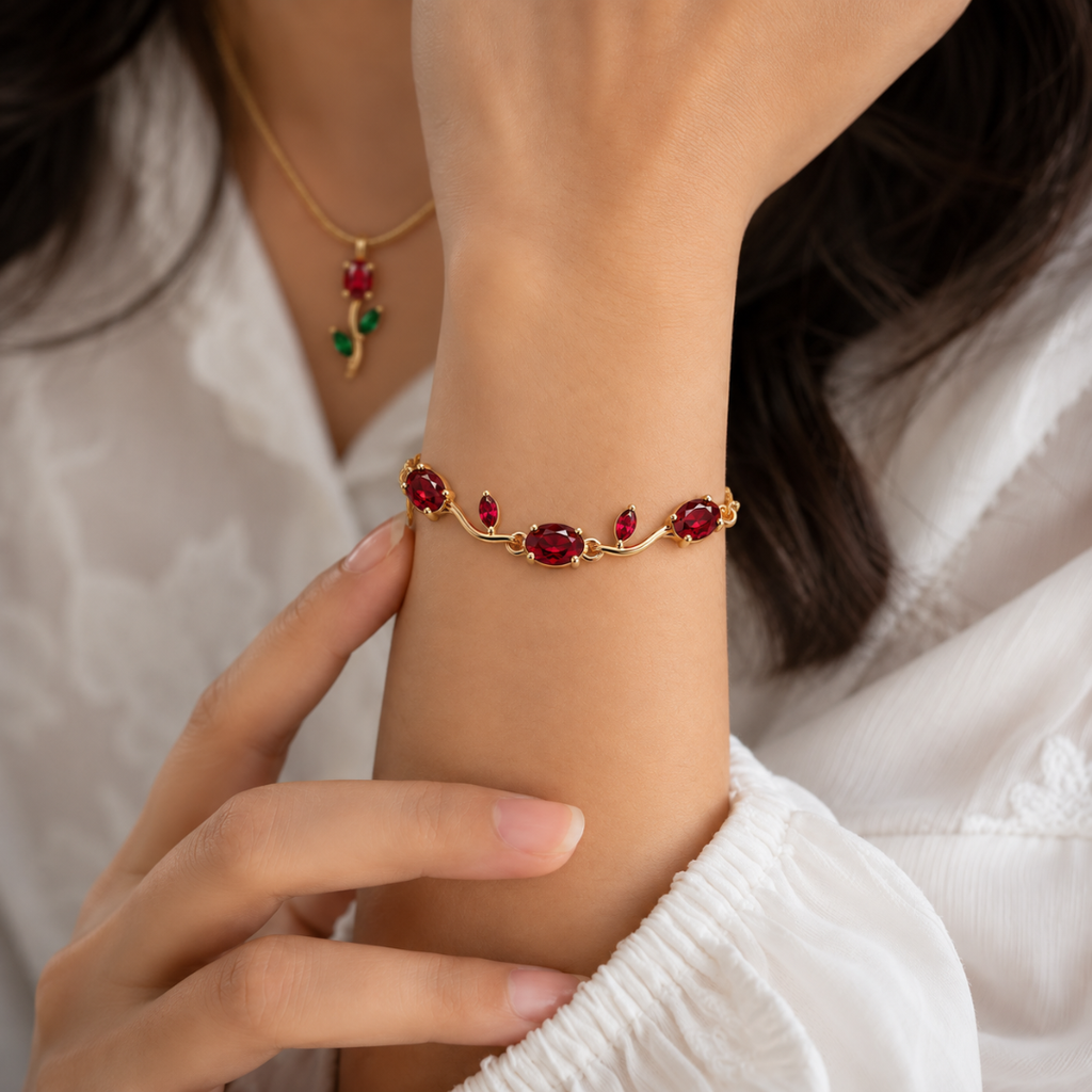 Ruby Rose Bracelet - 18k Gold ( Demi Fine )