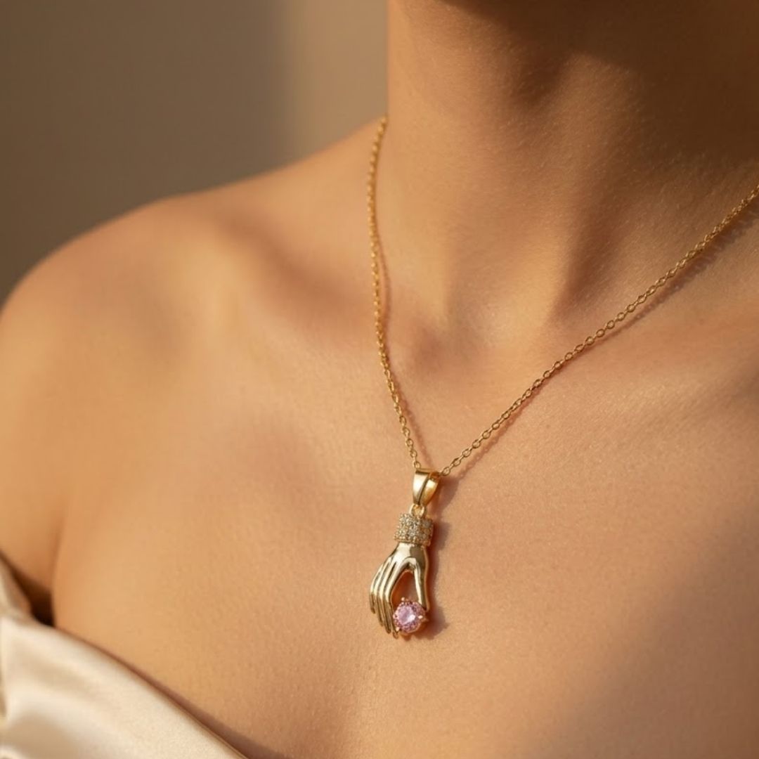 Ava Pink Zircon Diamond Necklace