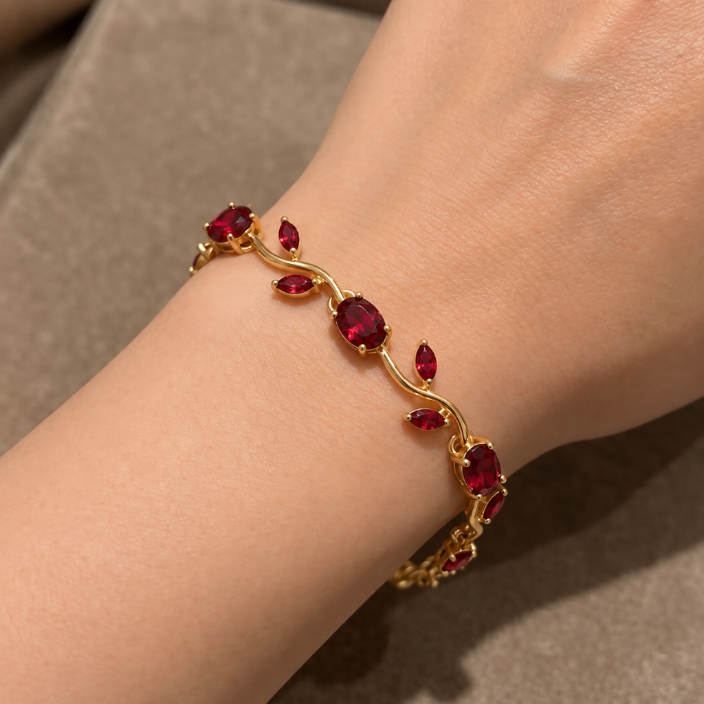 Ruby Rose Bracelet - 18k Gold ( Demi Fine )