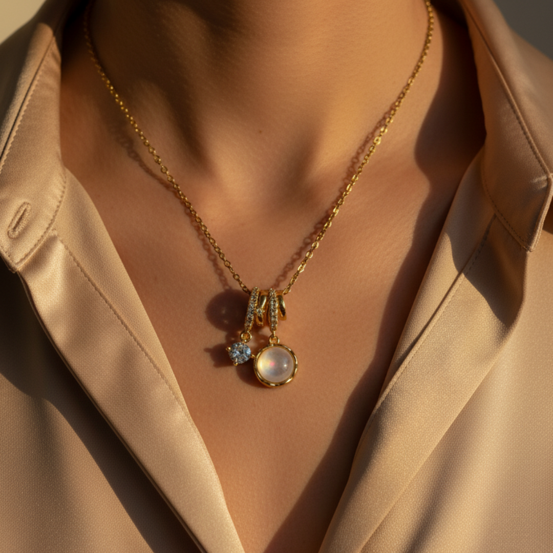 Shackle Charm Zircon Diamond Necklace