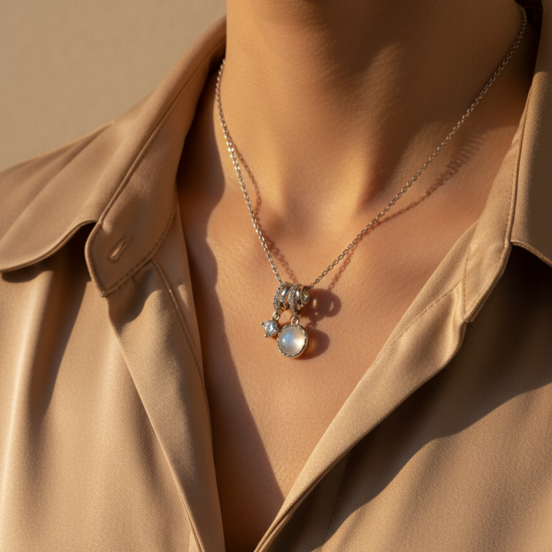 Shackle Charm Zircon Diamond Necklace