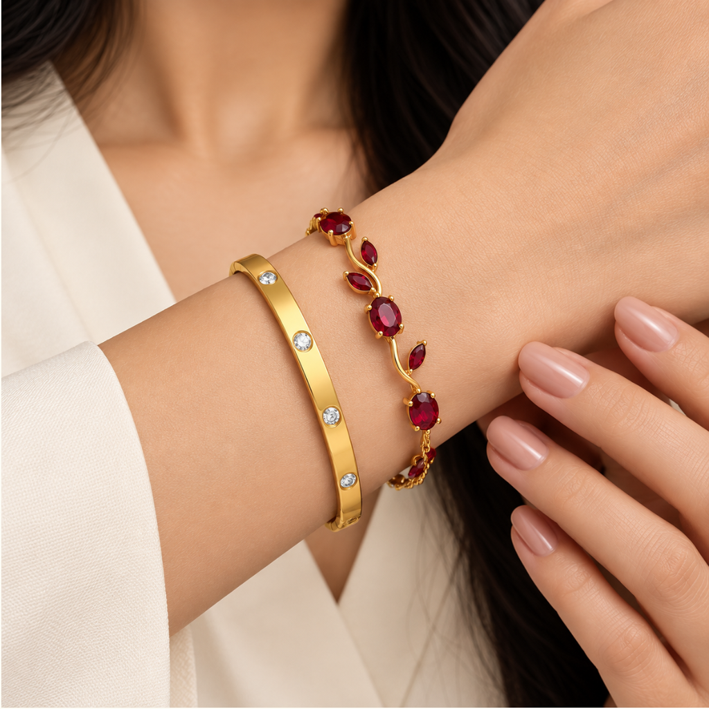 Ruby Rose Bracelet - 18k Gold ( Demi Fine )