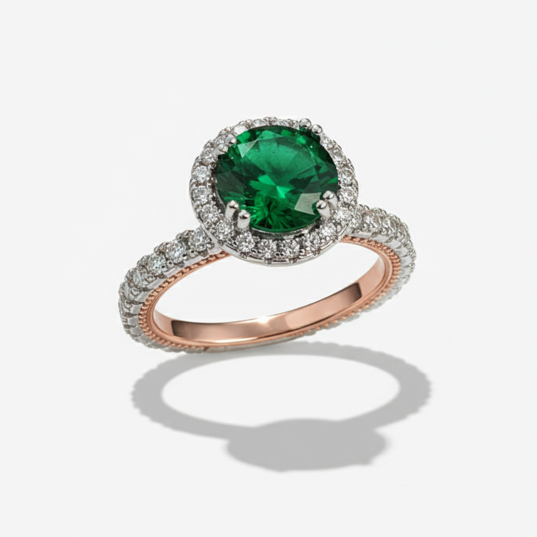 Green Zircon Halo Ring