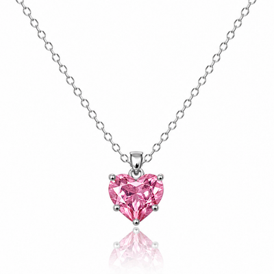 Pink Zircon Heart Pendant Necklace