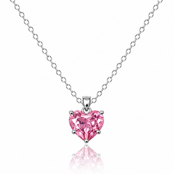 Pink Zircon Heart Pendant Necklace