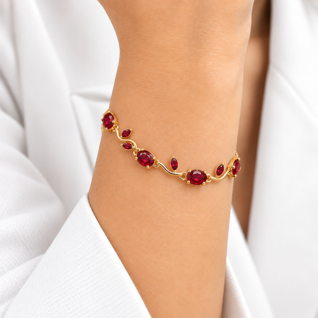 Ruby Rose Bracelet - 18k Gold ( Demi Fine )