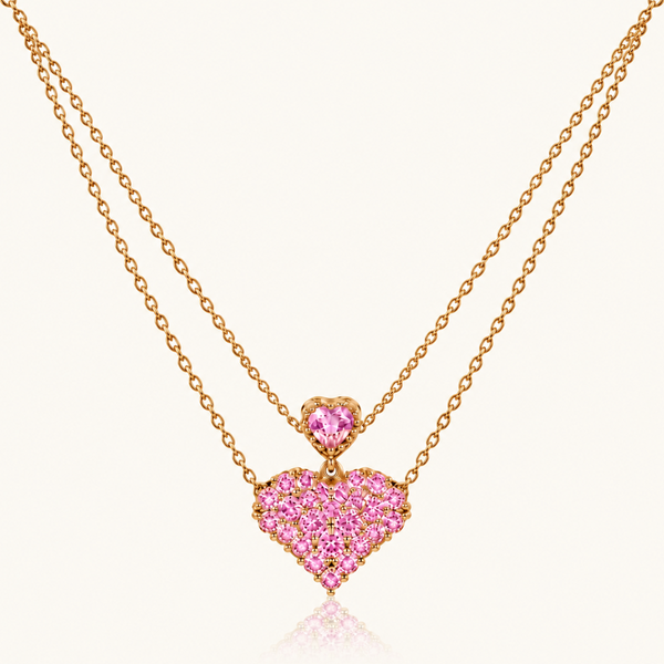 Rosy Spark Heart Necklace