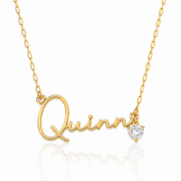 Name Necklace With Heart Crystal
