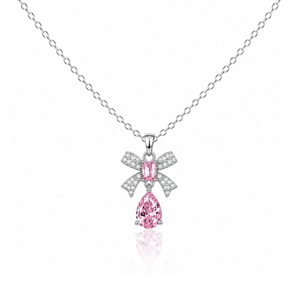 Teardrop Bow Pendant Necklace