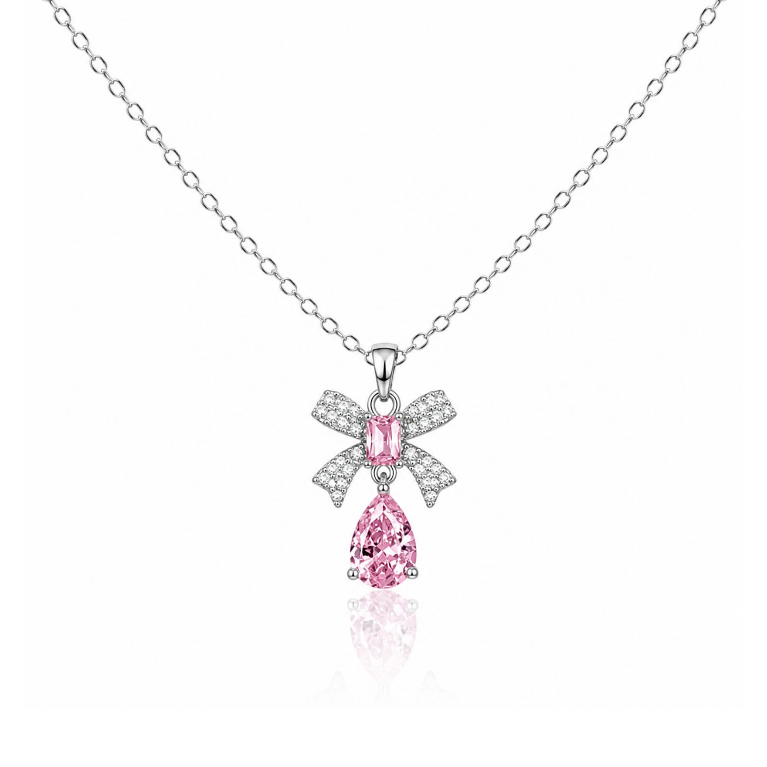 Teardrop Bow Pendant Necklace