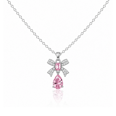 Teardrop Bow Pendant Necklace