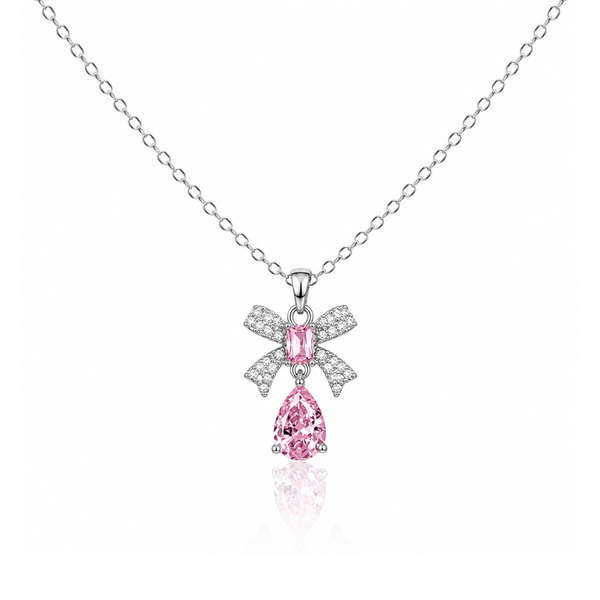 Teardrop Bow Pendant Necklace