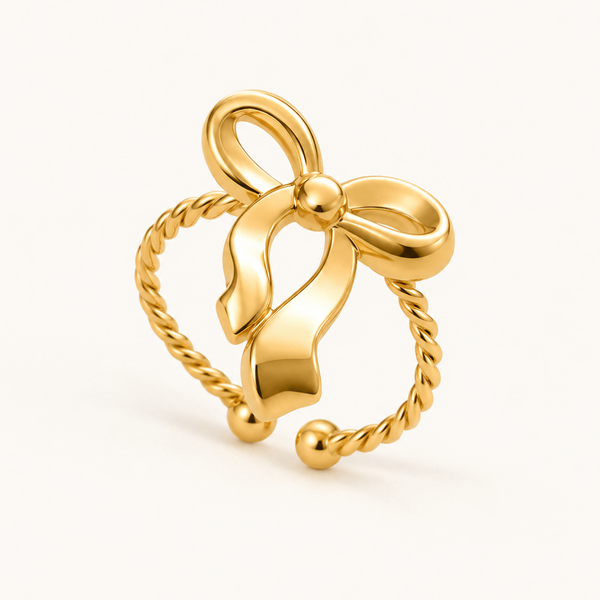 Golden Ribbon Bow Ring