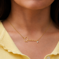 Name Necklace With Heart Crystal