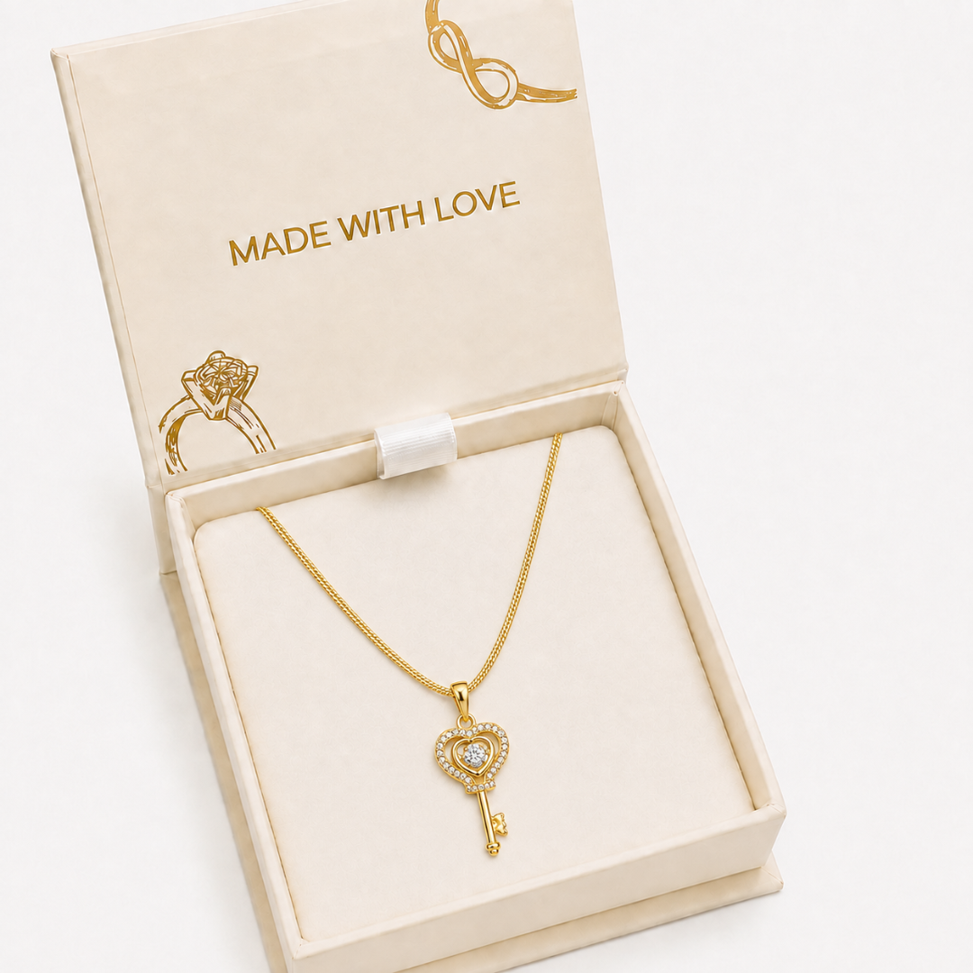 Golden Key to Heart Necklace