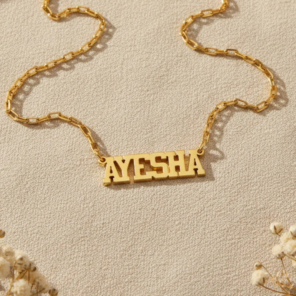 Bold Block Letter Custom Name Necklace