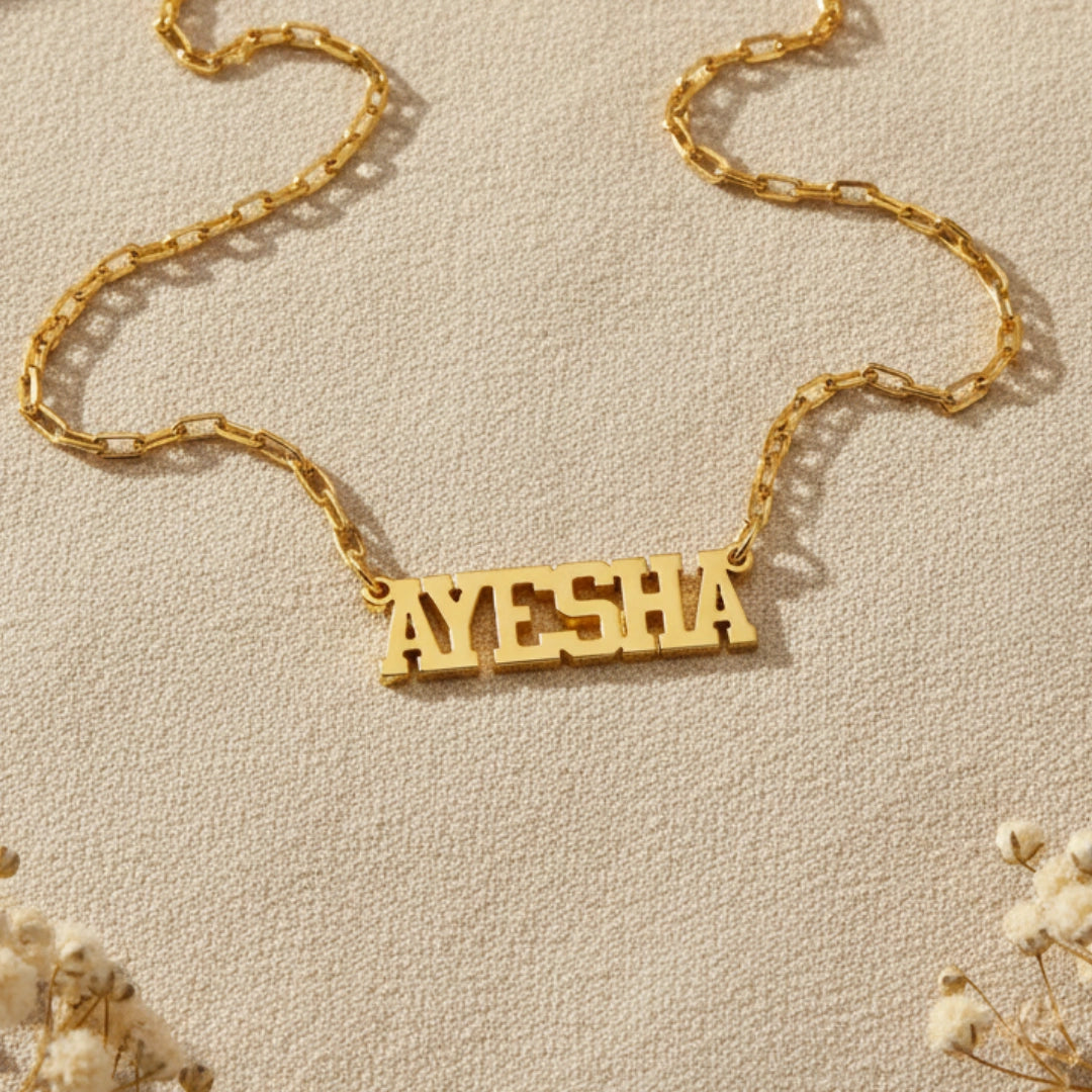 Bold Block Letter Custom Name Necklace