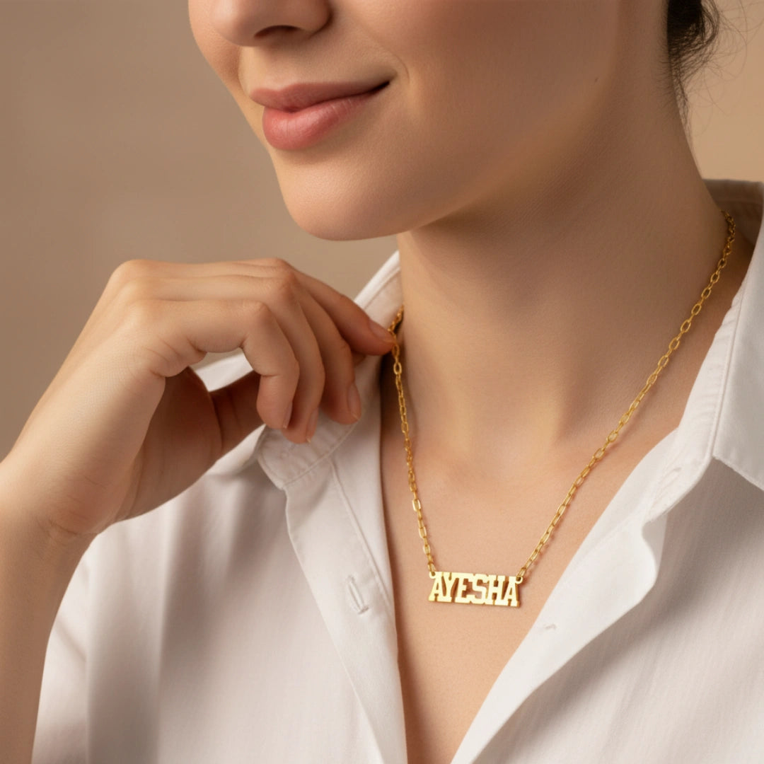Bold Block Letter Custom Name Necklace