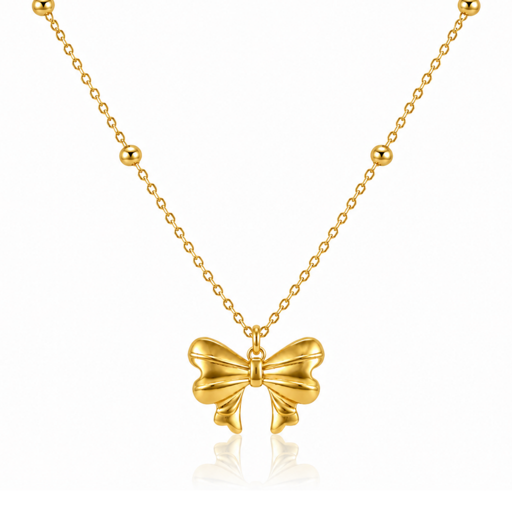 18k Gold Plated Bow Pendant Necklace