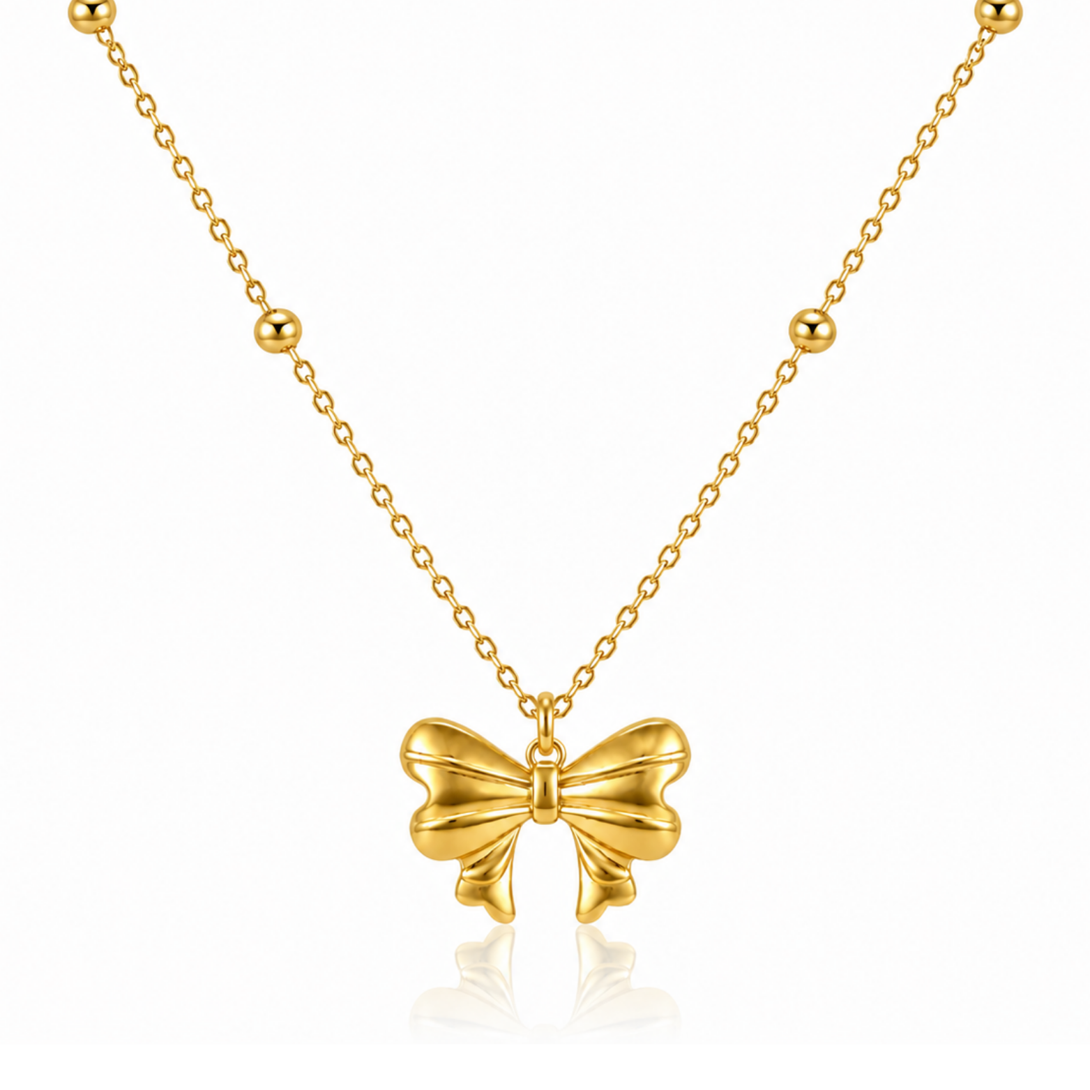 18k Gold Plated Bow Pendant Necklace