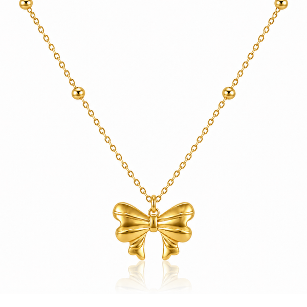 18k Gold Plated Bow Pendant Necklace
