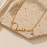 Name Necklace With Heart Crystal