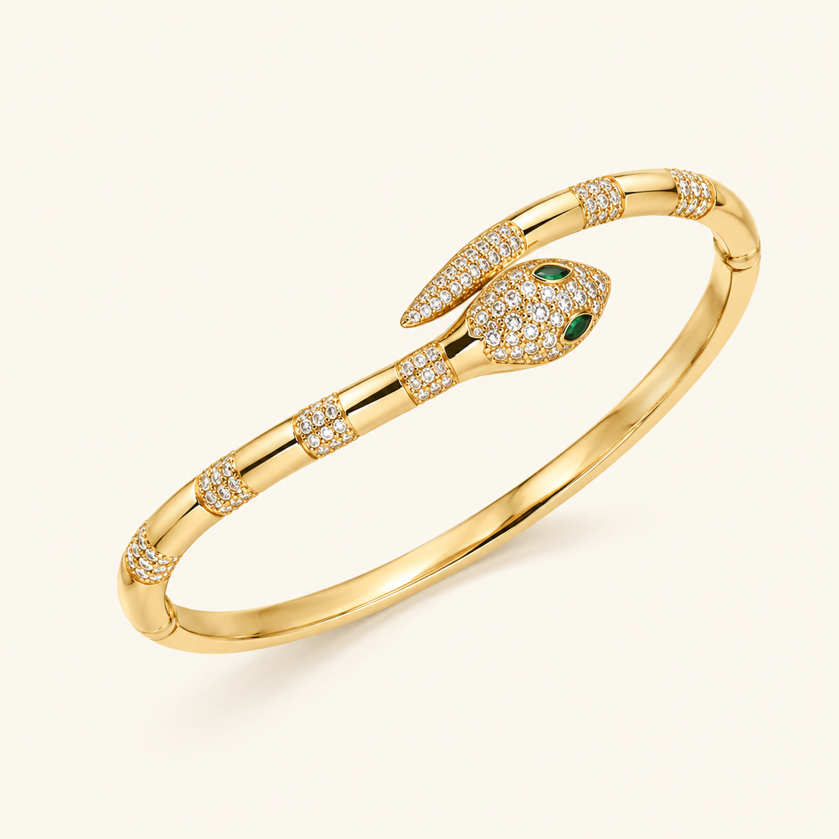 Emerald serpent Kada - 18k Gold ( Demi Fine )