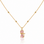Pink Meow Necklace - 18k Gold ( Demi Fine )