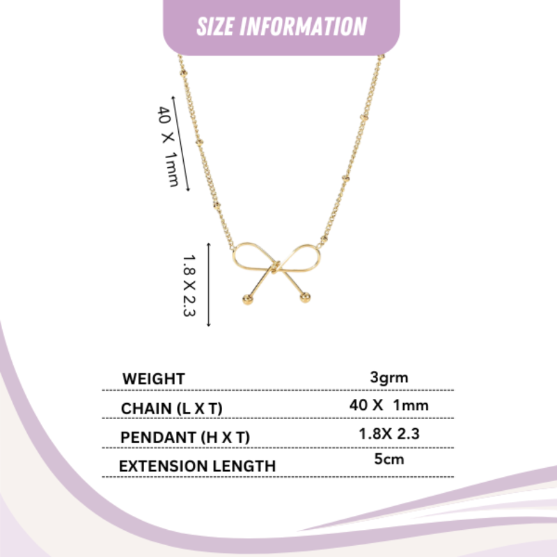 18k Gold Plated Opulent Ribbon Bow Necklace