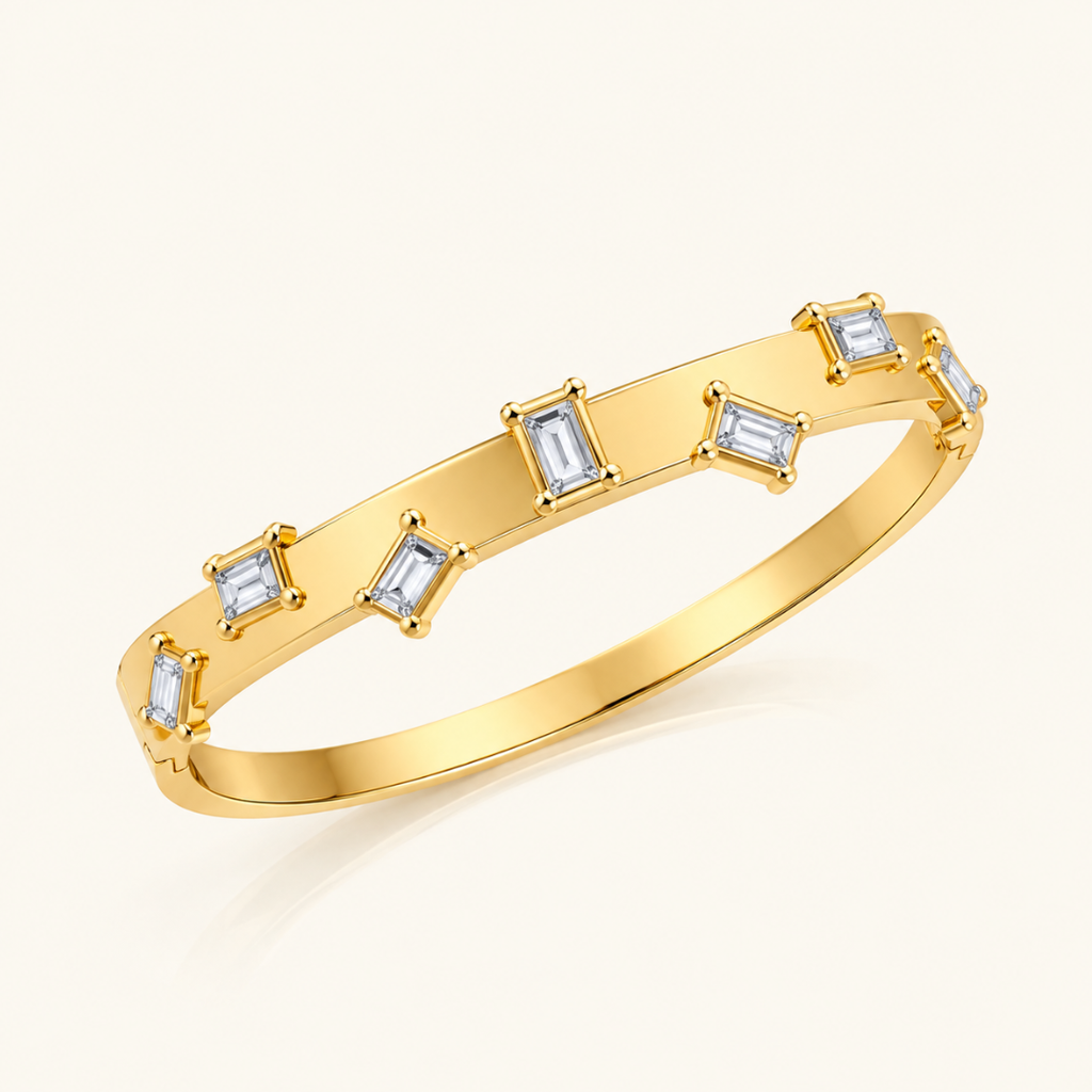 Floating Gem Kada - 18k Gold ( Demi Fine )