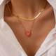 Gold Plated Pink Enamel Heart Pendant Necklace