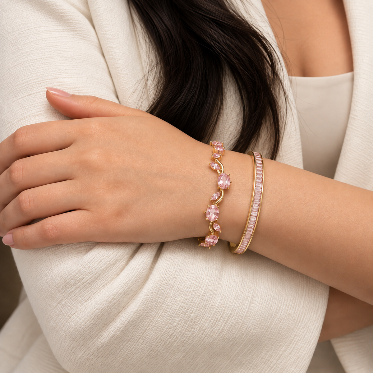 Blush Bloom Bracelet - 18k Gold ( Demi Fine )