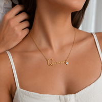 Name Necklace With Heart Crystal