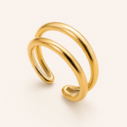 Golden Double Loop Ring - 18K (Demi Fine)