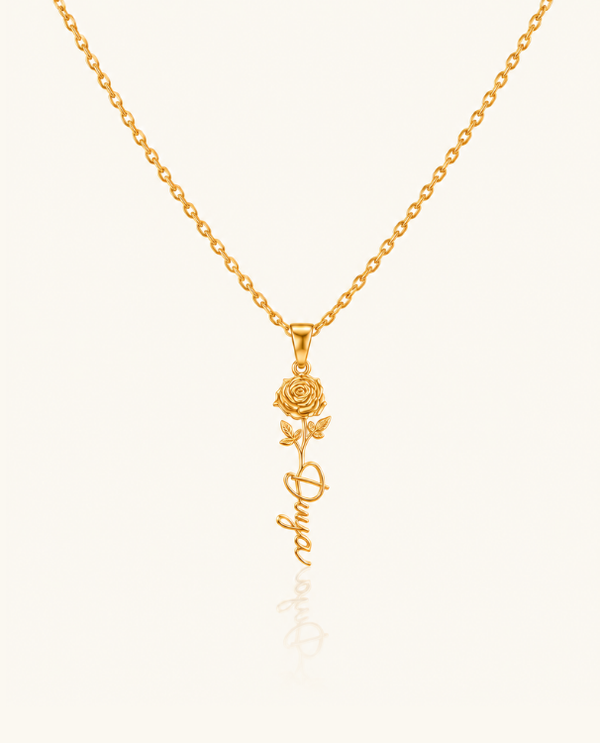 Golden Rose Name Necklace