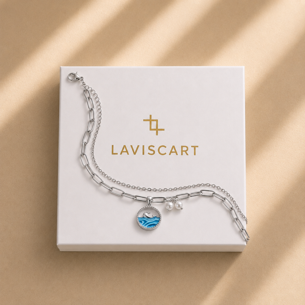Dolphin Wave Charm Anklet
