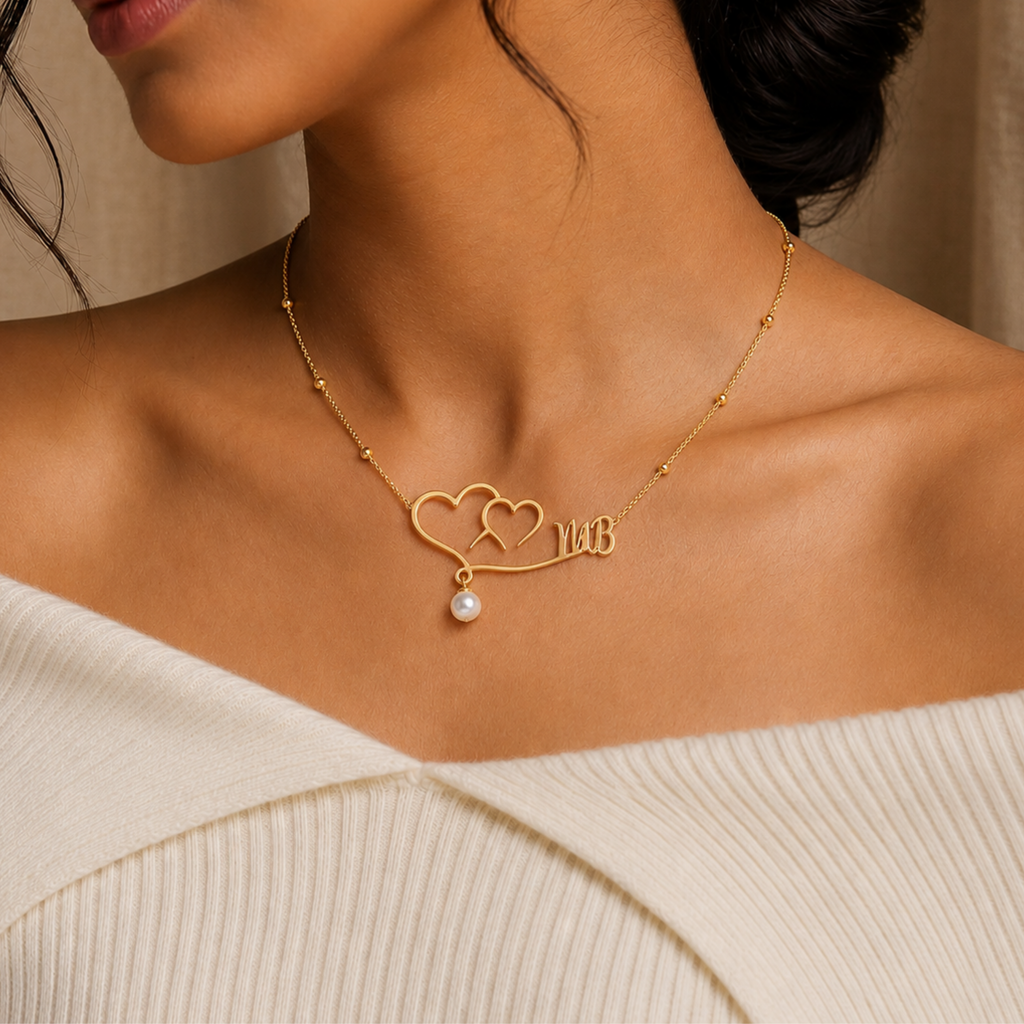 Heart Duo Name Necklace