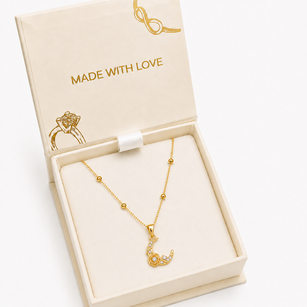 Moonlit Rose Pendant Necklace