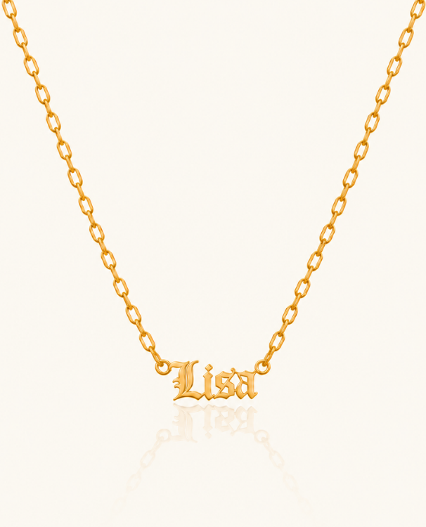 Gothic Gold Name Necklace
