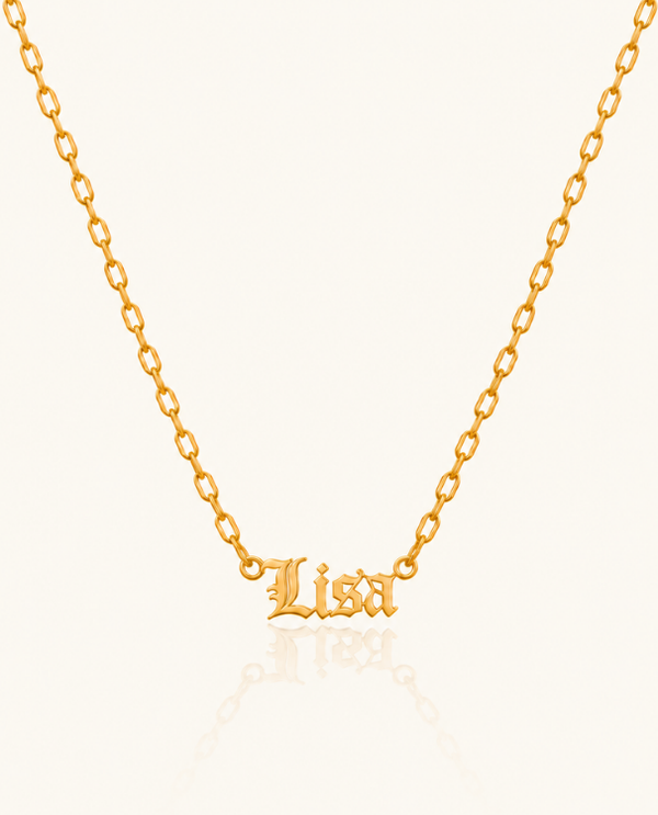 Gothic Gold Name Necklace