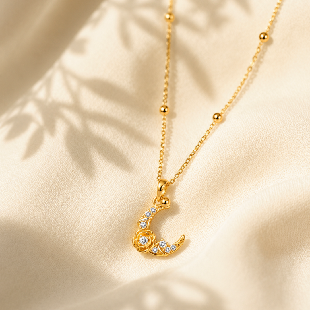 Moonlit Rose Pendant Necklace