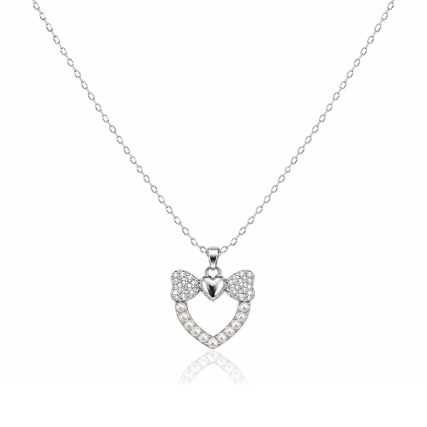 Silver Sweetheart Bow Necklace