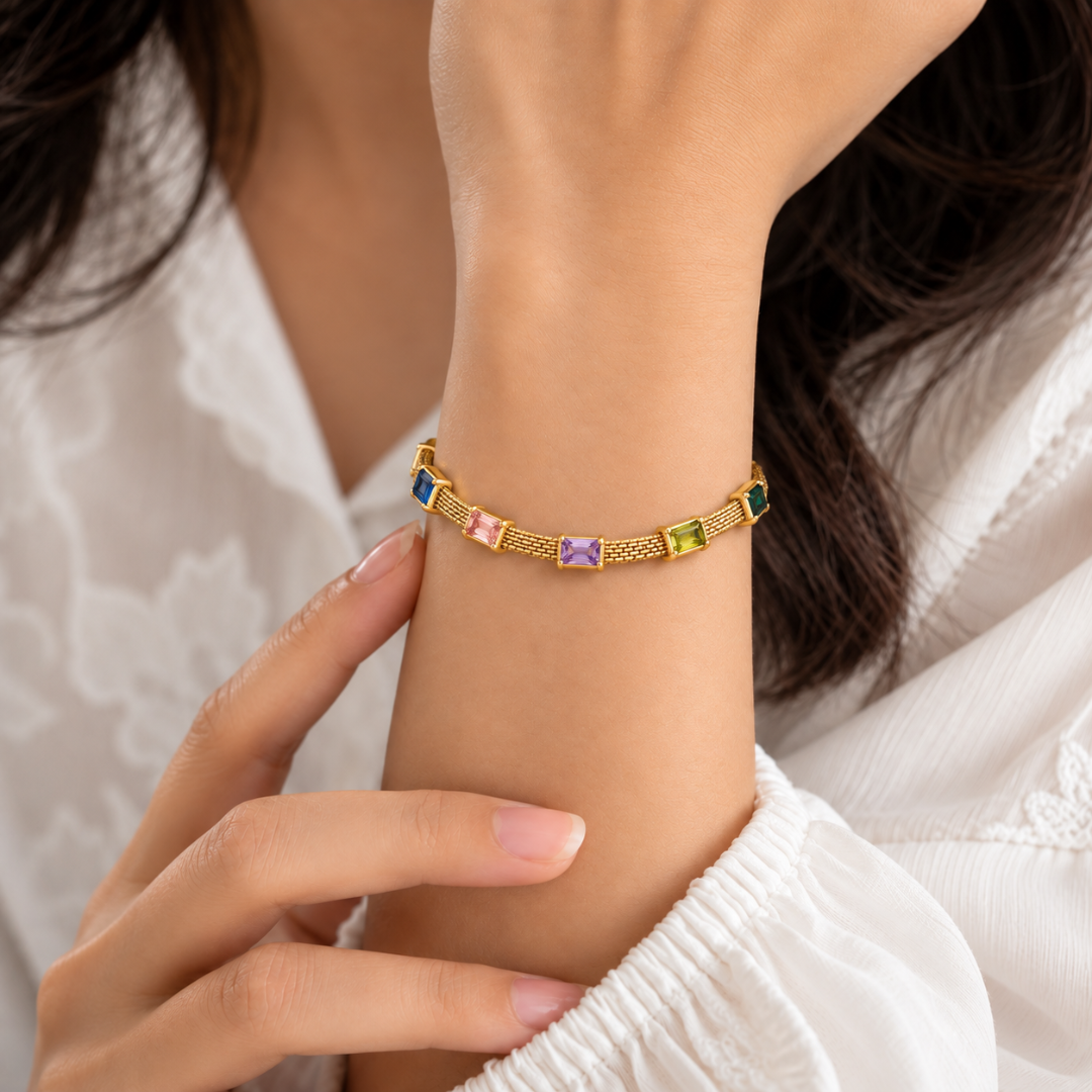 Candy Stone Bracelet - 18k Gold ( Demi Fine )