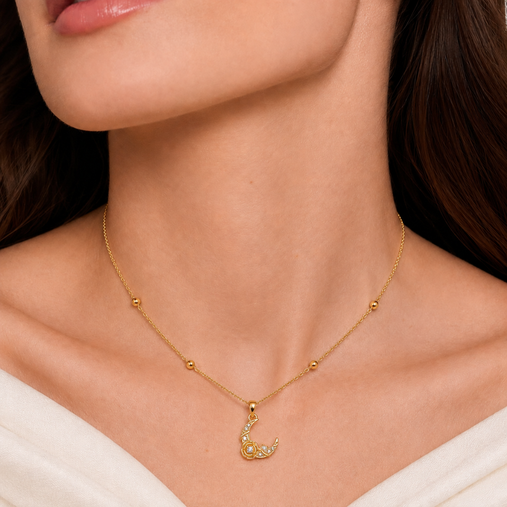 Moonlit Rose Pendant Necklace