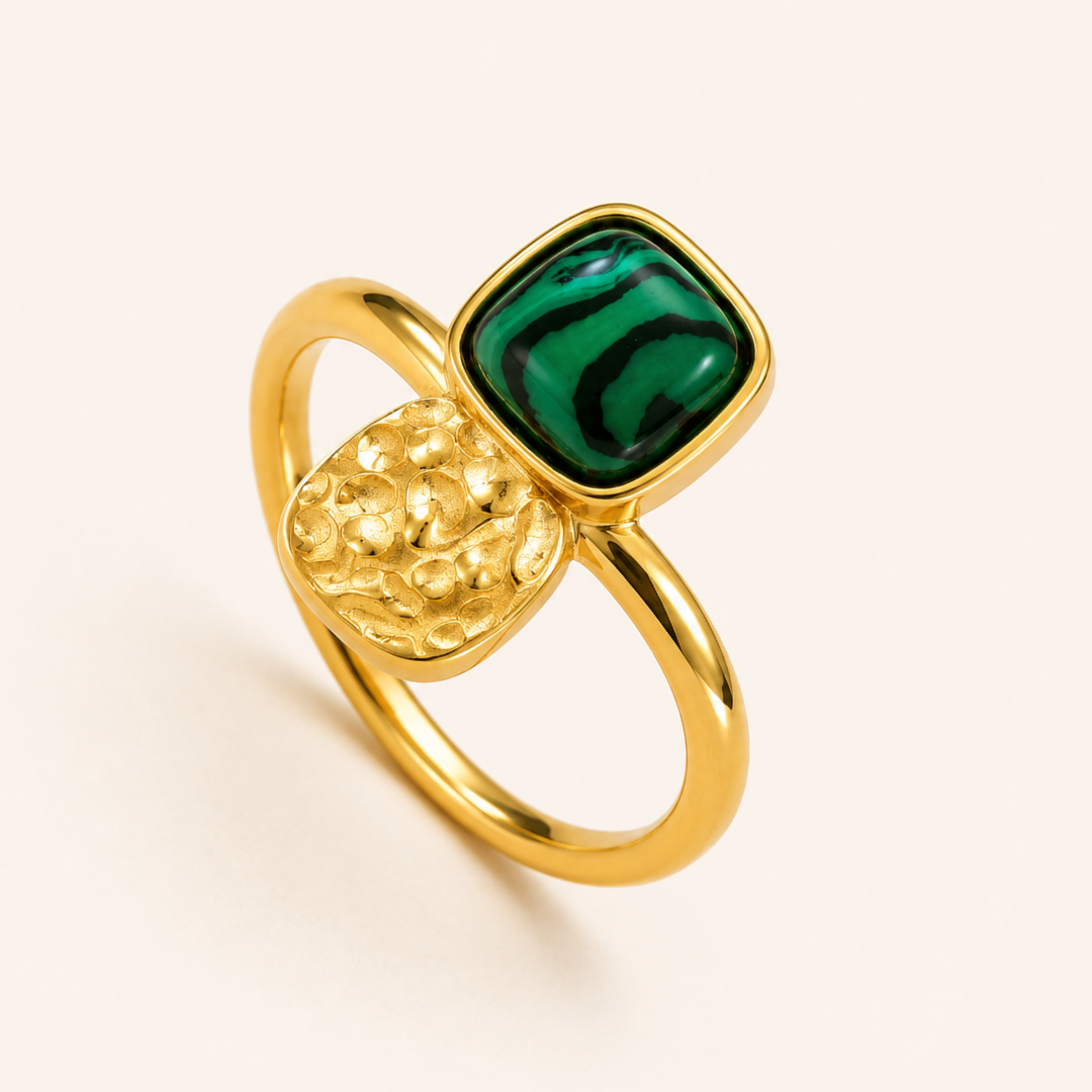 Emerald Marble Ring - 18k Gold (Demi Fine)