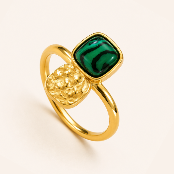 Emerald Marble Ring - 18k Gold (Demi Fine)