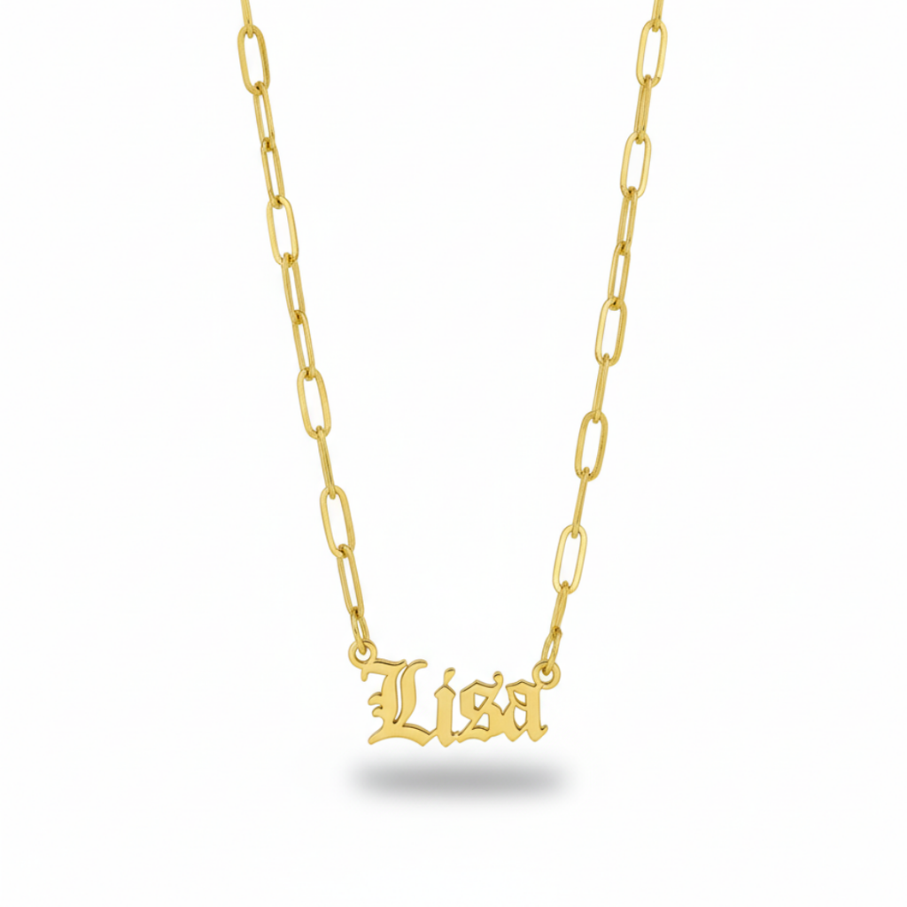 Gothic Gold Name Necklace