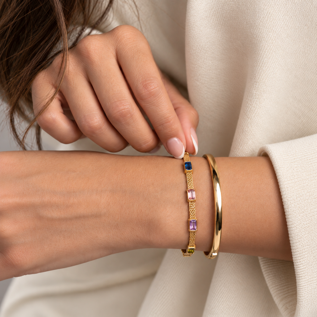Candy Stone Bracelet - 18k Gold ( Demi Fine )